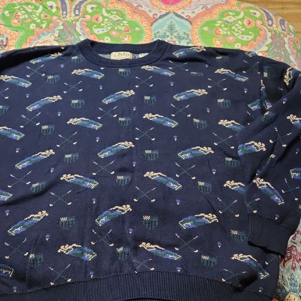 *VTG* 80'S Golf IZOD  Dad Sweater ,grandpa Chic , XL Navy